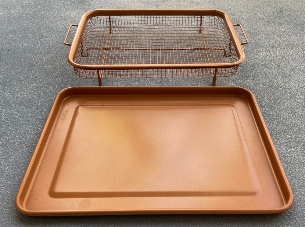 2 Pcs Copper Chef Crisper Basket with Baking Sheet Pan