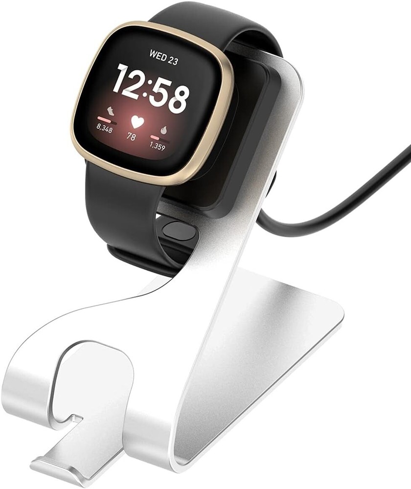 SMARTWATCH CHARGING DOCK (SILVER) for FITBIT VERSA 3 4 SENSE 2 New In Box