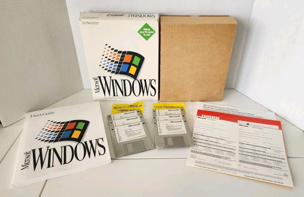 Vintage Microsoft Windows 3.1 Operating System PC Software Complete 6 Disk Set