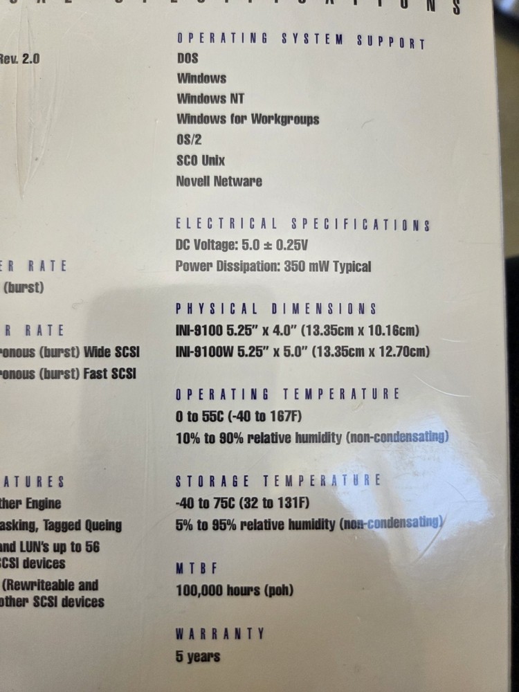 PCI SCSI Bus Master Host Adapter High Performance Sealed