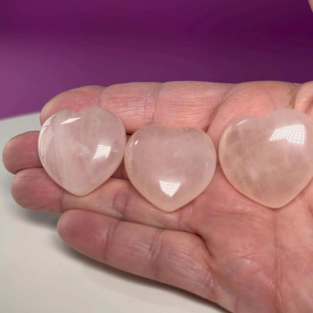 Mini Rose Quartz Heart Carving