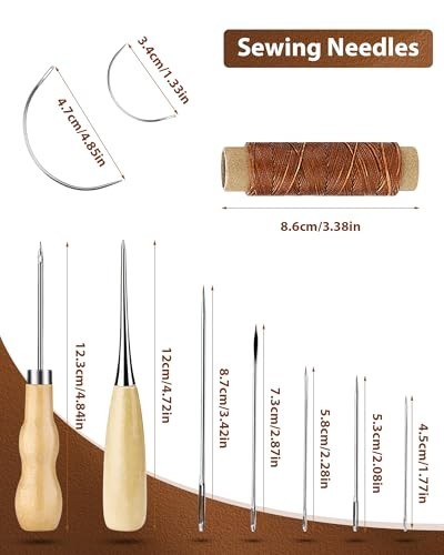 Leather Craft Kit for Beginners - Professional Tools, Waxed Thread, Groover & Pu