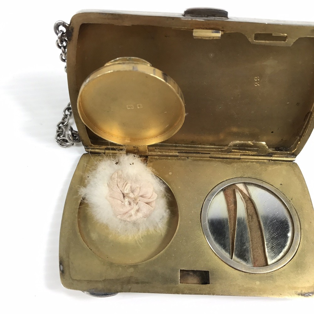 Antique Solid Silver Compact Combination Cigarette Case Henry Matthew's 1918 A/F