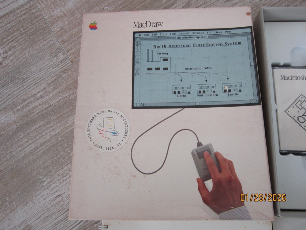 Apple Macintosh MacDraw Software Box w/Manuals & Sealed Cassette NO SOFTWARE
