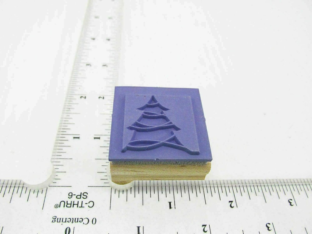 Garland Wrapped Tree Rubber Stamp - Stamp Set E86