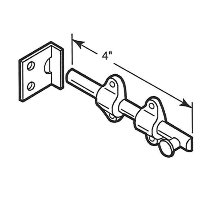 Slide Bolt - Flush Mount - 4 In Length - Polished Chrome