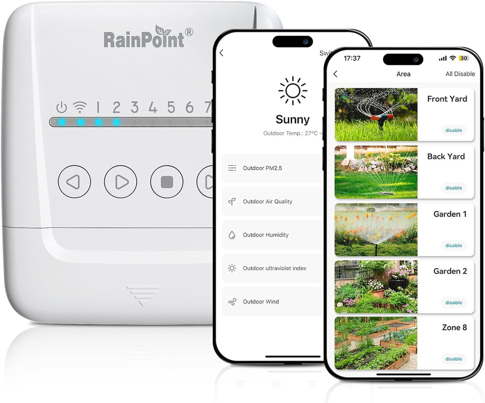 Smart 8 Zone Wifi Sprinkler Controller with Weather Intelligence & App Control