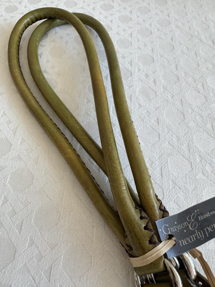 Grayson E Rolled Leather Purse Handles Large Green NEW