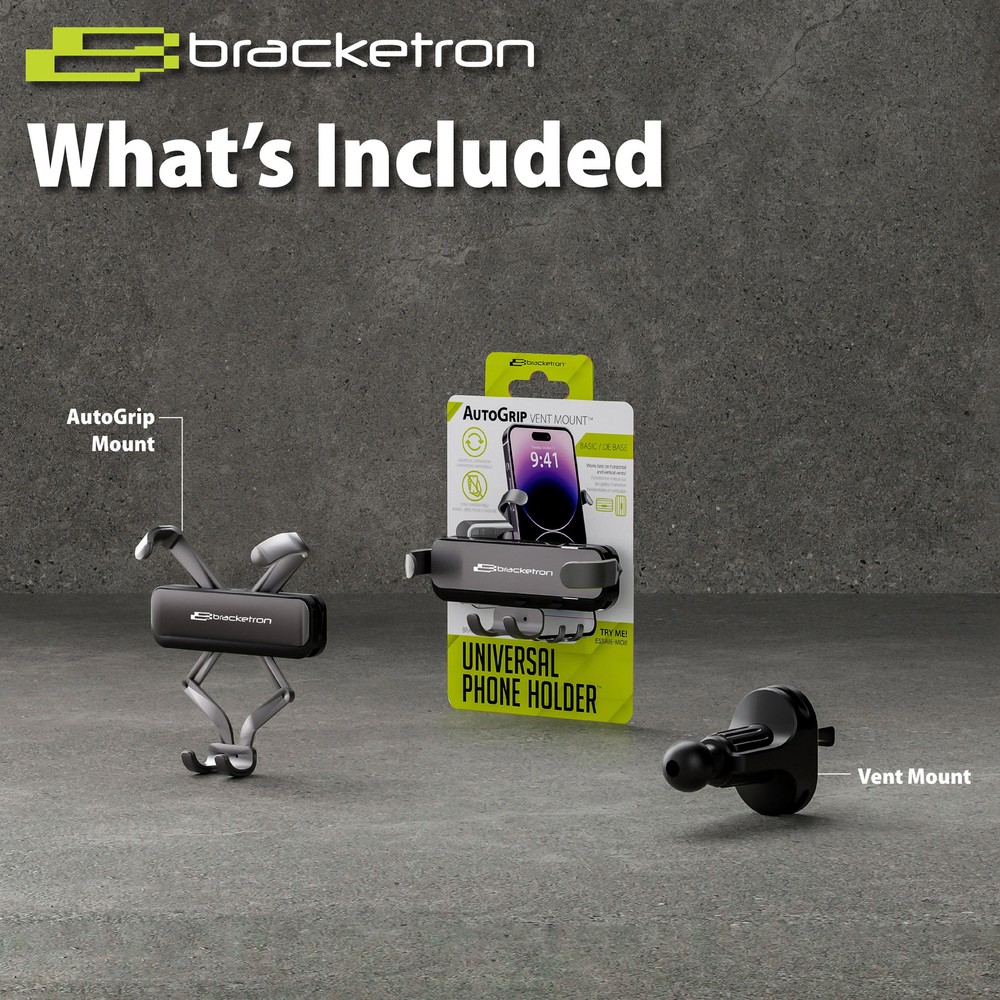 Bracketron AutoGrip Universal Vent Mount Car Phone Holder with Gravity Locking