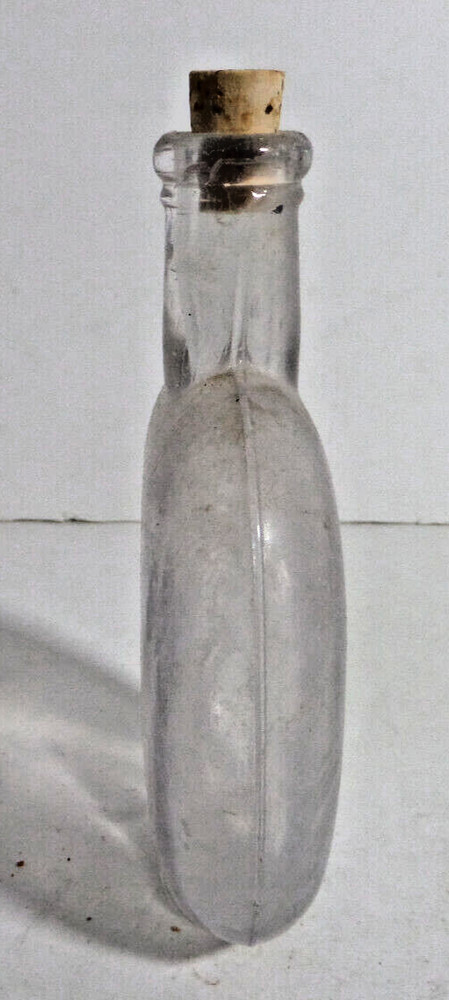 oval cork top flask bottle antique EMPTY