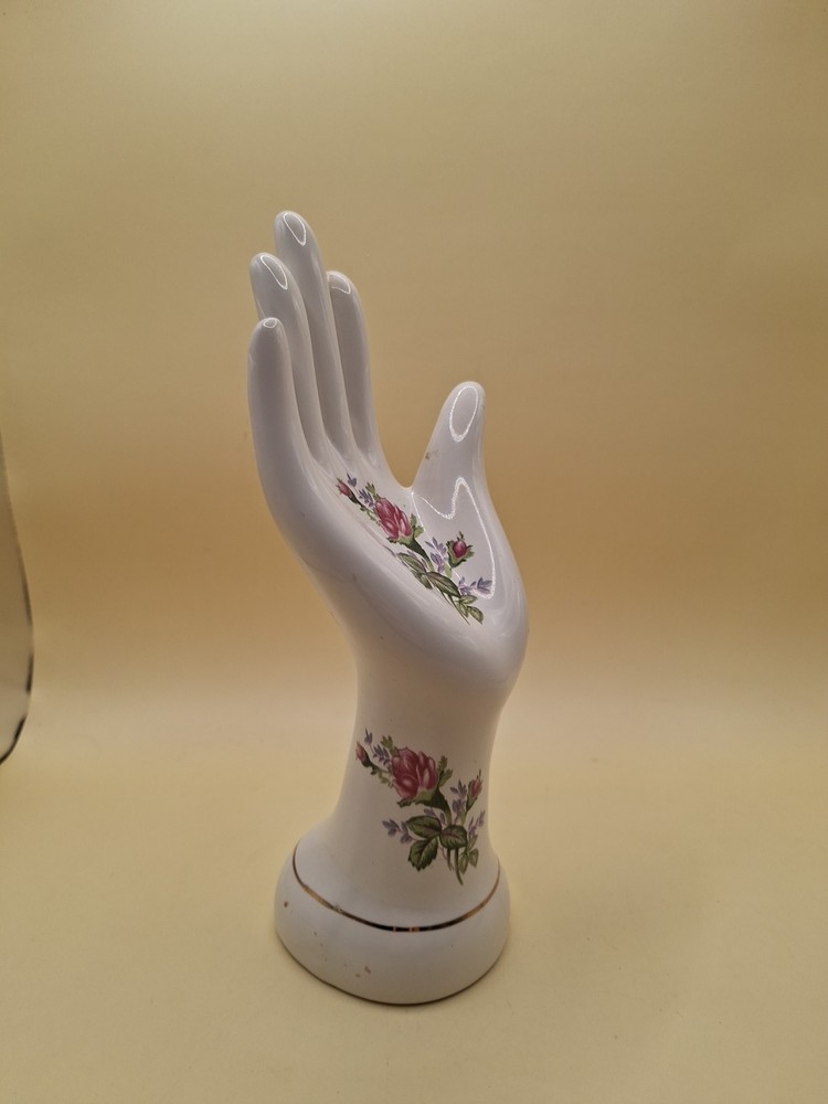 Vintage Ceramic Lady Hand Floral Ring Holder