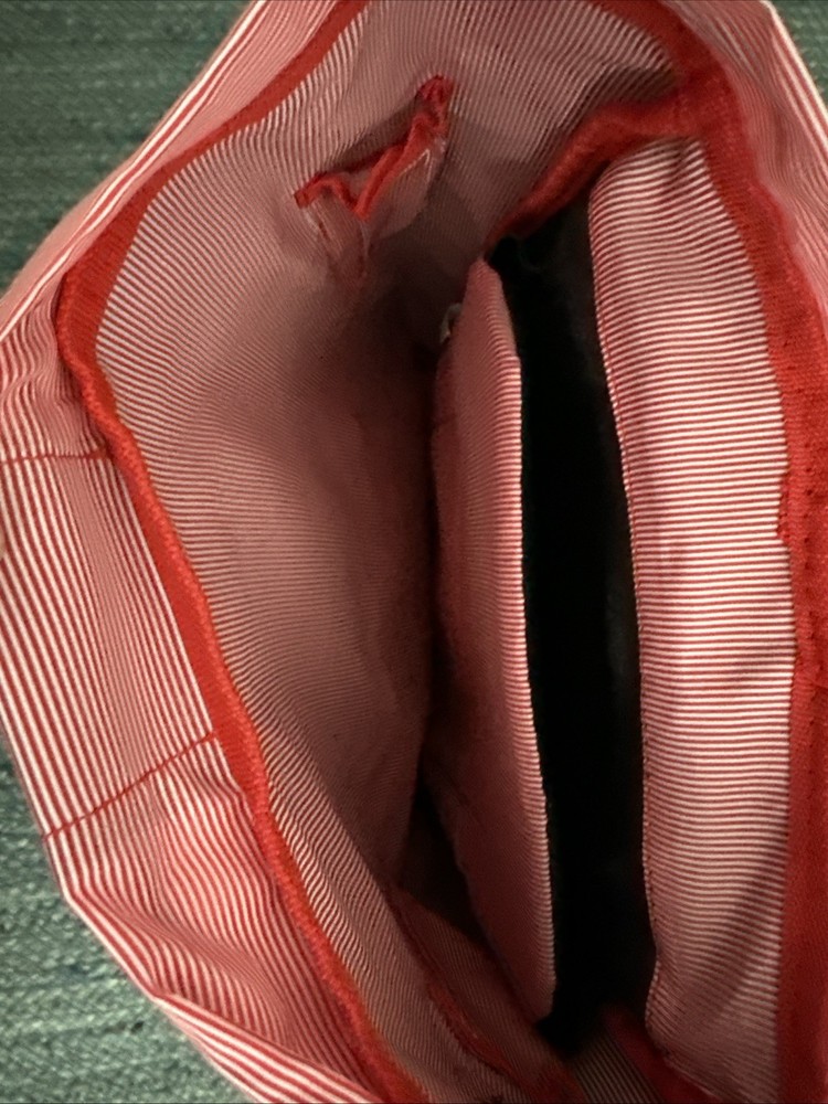 Yaamava Black Brown Fabric Computer Backpack Red/White Liner Large Backpack 18"