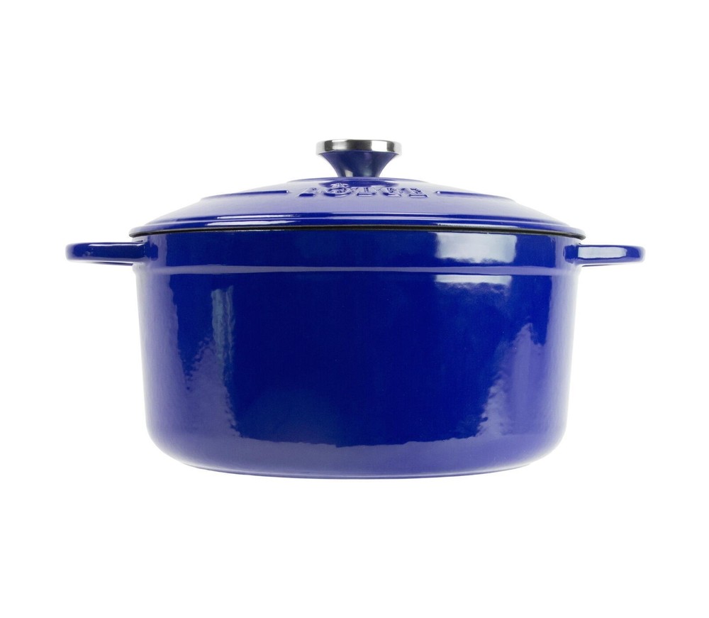 Cast Iron Enameled Dutch Oven W/ Loop Handle Induction Kitchen Cookware 5.5 Qt