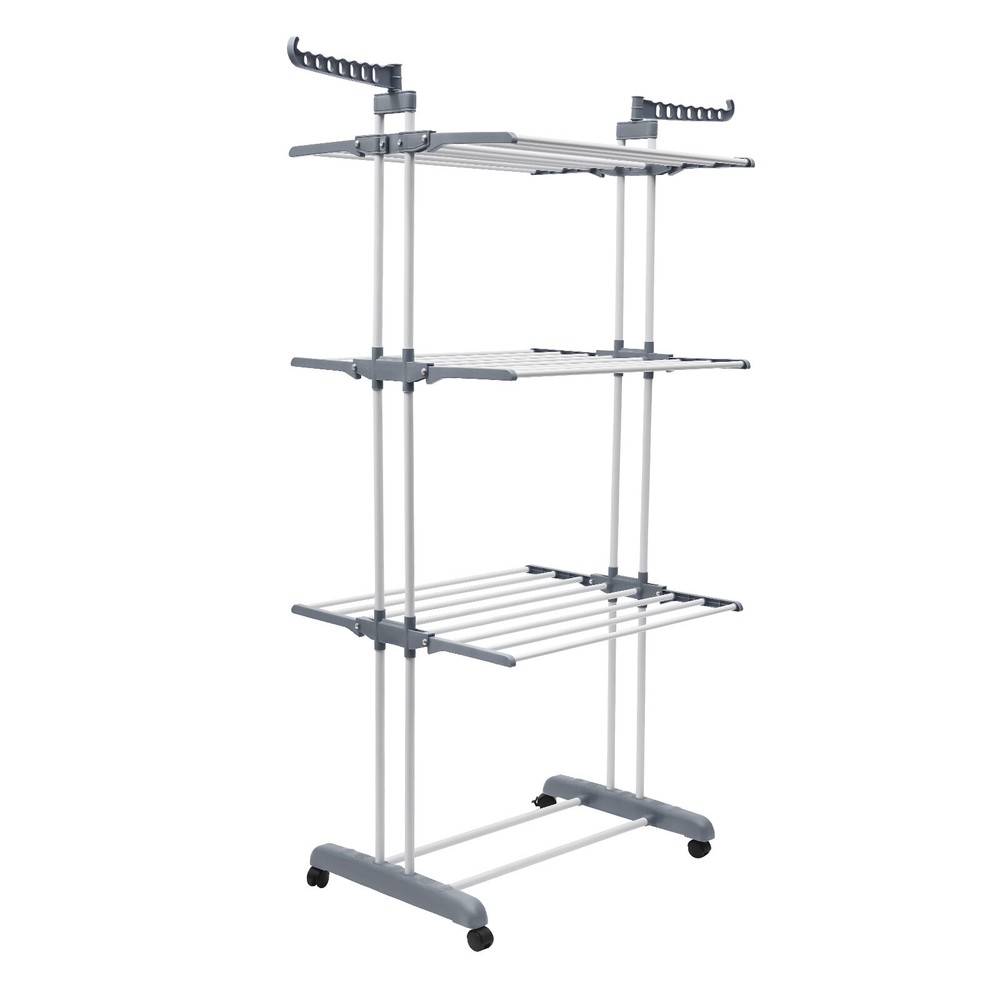 67" Portable Folding Drying Rack With 6 Trays & 2 Side Wings