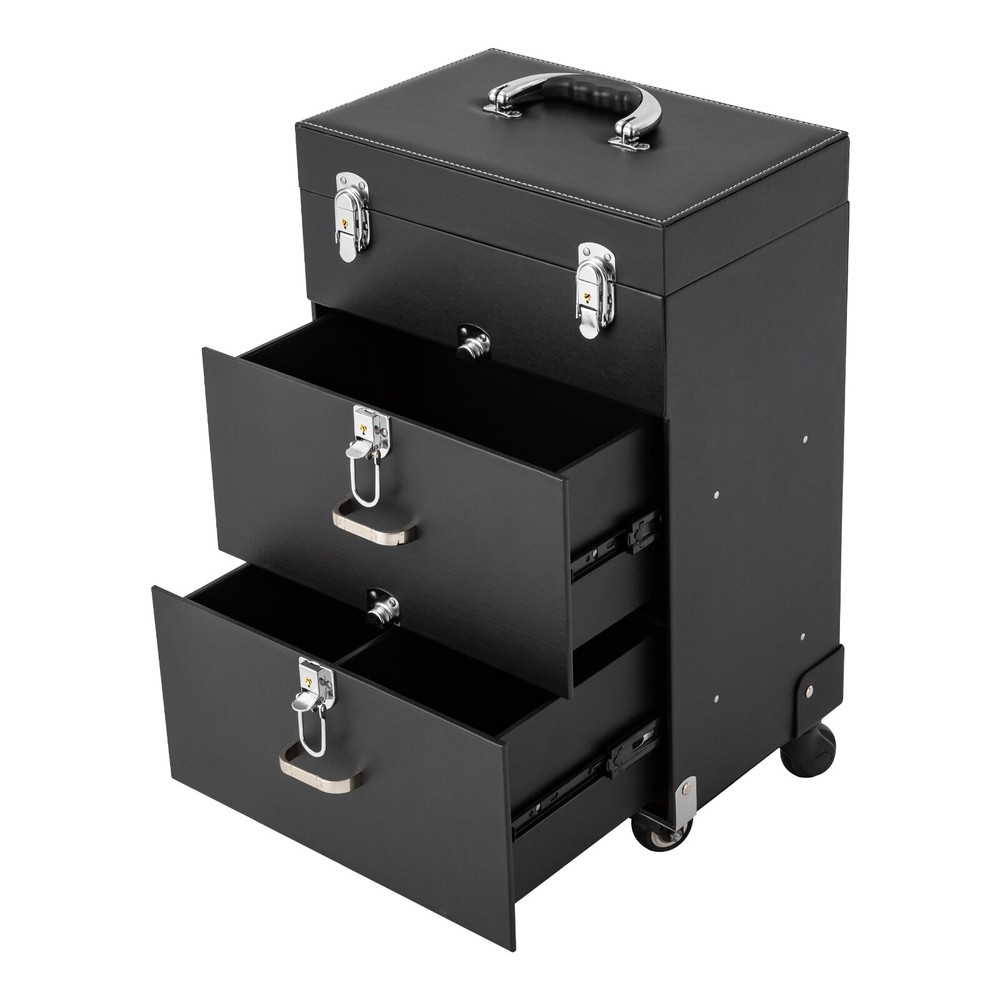 Rolling Makeup Train Case Cosmetic Trolley Makeup Storage Organizer Luggage Box!