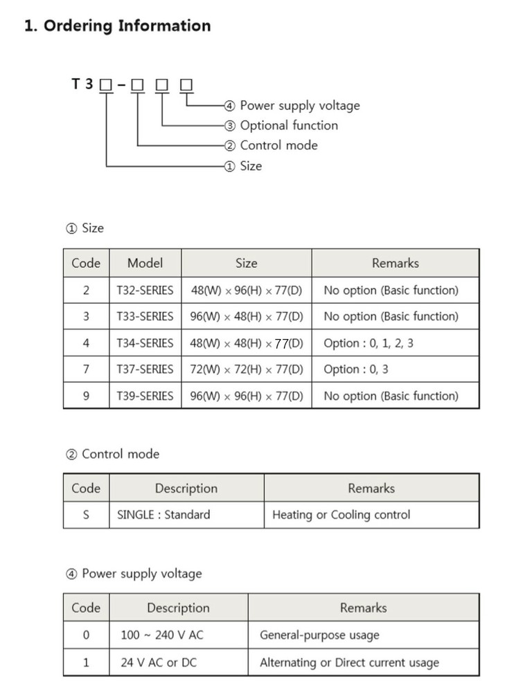 Temcoline T33-S00 Digital PID Controller multi SV input(DI) 1relay out 96x48mm