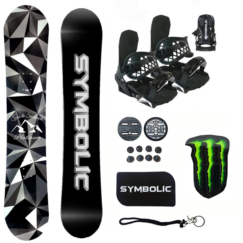 Symbolic Platinum Snowboard & Bindings With Leash, Stomp, Decal Complete Package