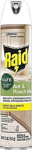 12 Raid Ant & Roach Killer Aerosol Spray Essential Oils plant-based SAFE 11 oz.