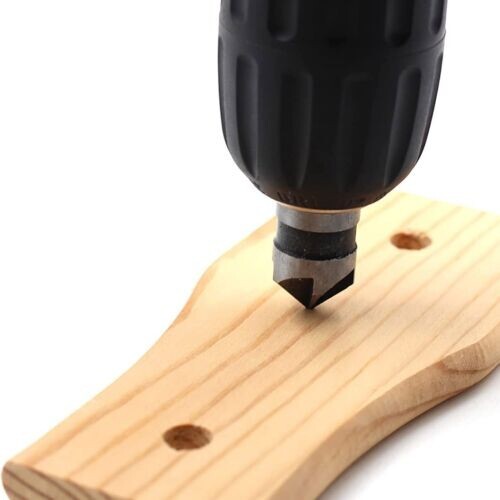 5pc Chamfer Countersink Deburring Drill Bit Set Crosshole Cutting Metal Tool Kit