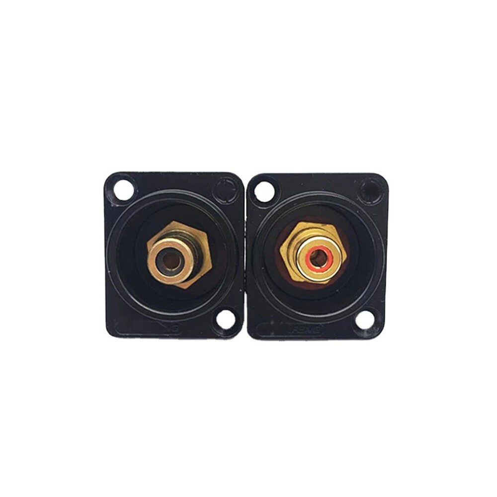 2X Black Female RCA Panel Mount Socket Connector Base Plate Welding Base Plated