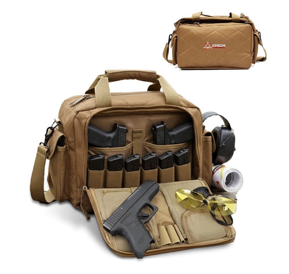 Orca Tactical Gun Range Bag for Shooting – 3+ Compact Coyote