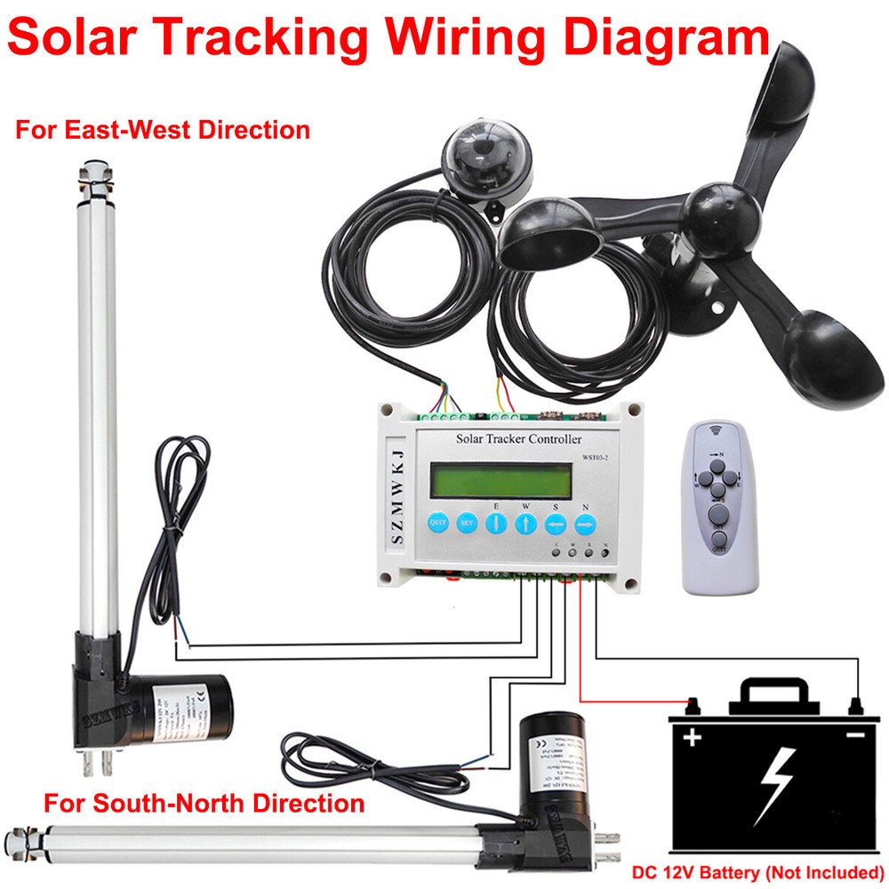 DC 12V 6000N Dual Axis Solar Tracker -Solar Panel Auto Tracking Sun Track System