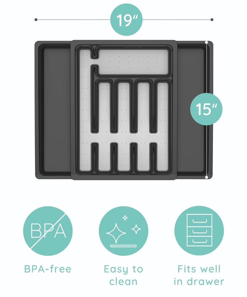 Expandable Kitchen Drawer Organizer Convenient Plastic Flatware Drawer Organizer