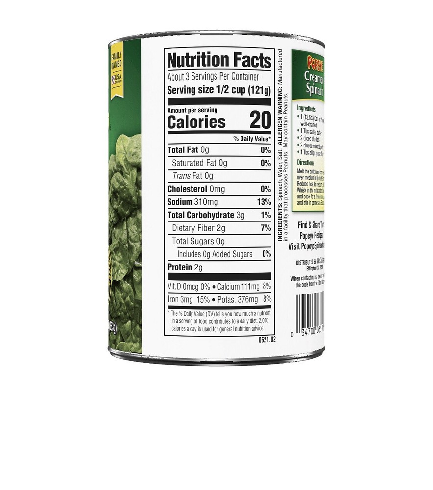 Allen’s Popeye Leaf Spinach, 13.5oz (3 Cans)