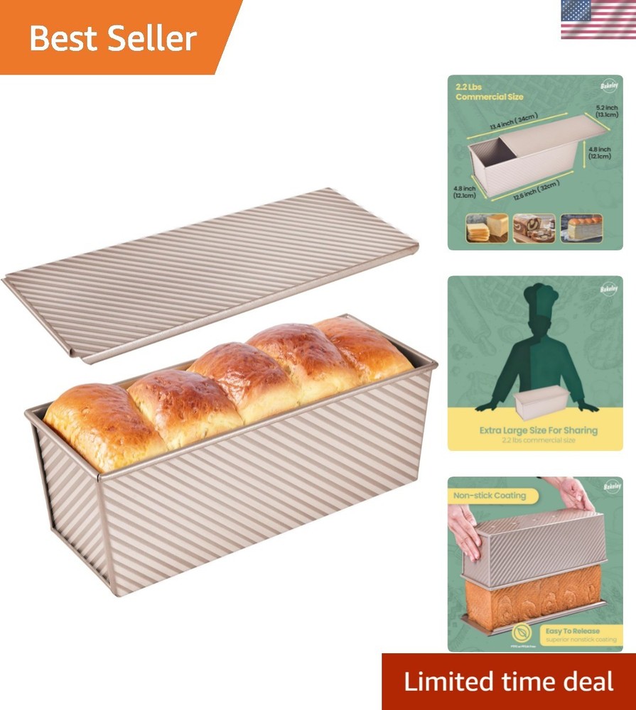 Versatile 2.2Lb Pullman Loaf Pan with Lid - Create Perfect Bread & Cakes
