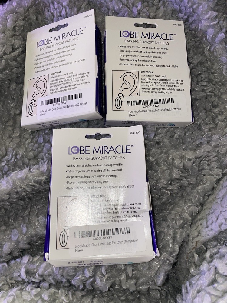 3 Lobe Miracle Earring Support Patches, 60-Count Each Box Boxes