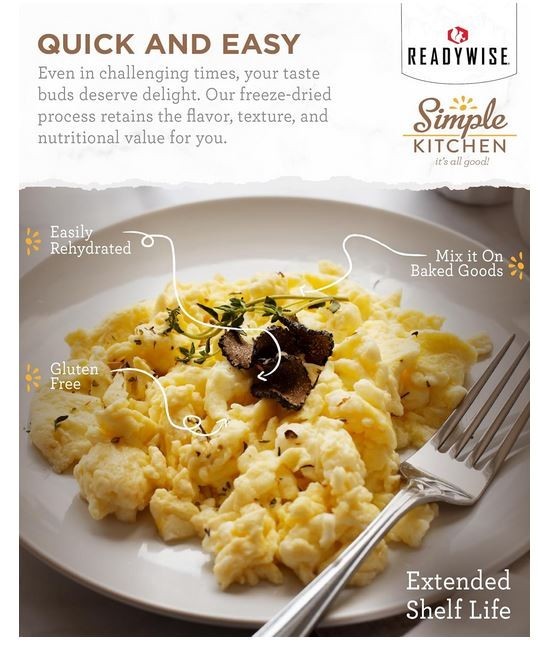 READYWISE - Simple Kitchen, Powdered Eggs, 72 Servings, Emergency Supply