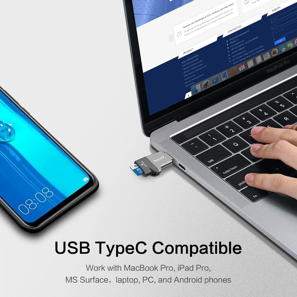 Versatile Type-C MicroSD Reader for Mac, Windows, Android - Ultra Compact Design
