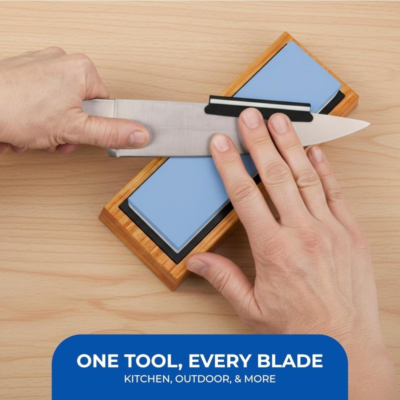 Sharp Pebble Dual-Grit Whetstone Kit (1000/6000) with Bamboo Base & Guide