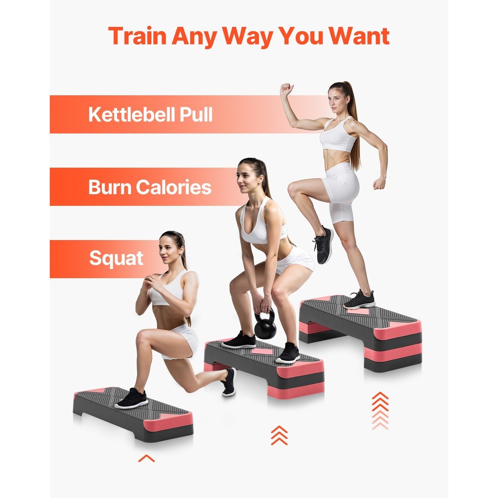 Aerobic Step Platform 4 Adjustable Risers Workout Stepper
