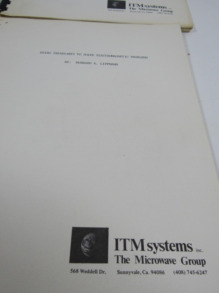 4 ITM Systems The Microwave Group Bernard A. Lippmann Work Books #BS