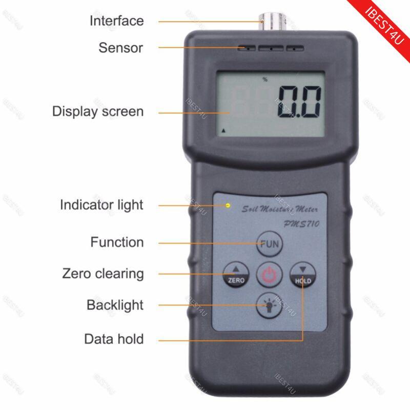 Soil Moisture Meter Analyzer Cement Moisture Testing Gauge 0 to 50% Range