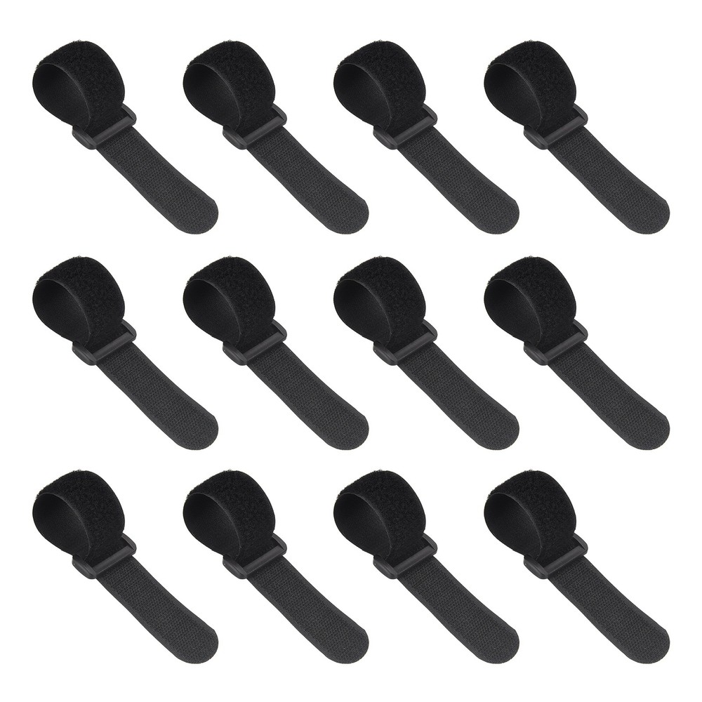12pcs Reusable Cinch Straps 1"x7.9" Hook and Loop Cable Securing Straps, Black