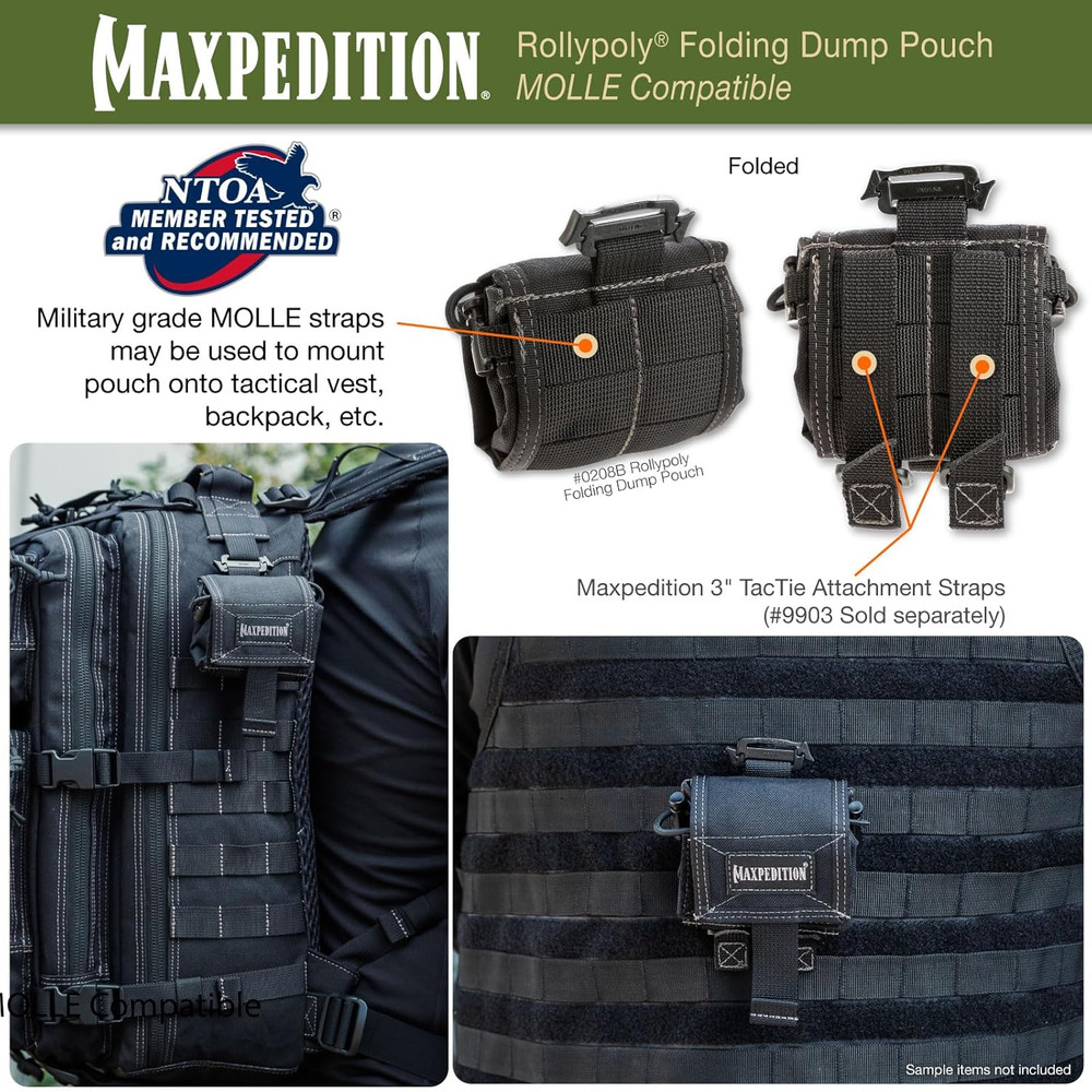 Rollypoly Folding Dump Pouch (Black) 9.4 Inch