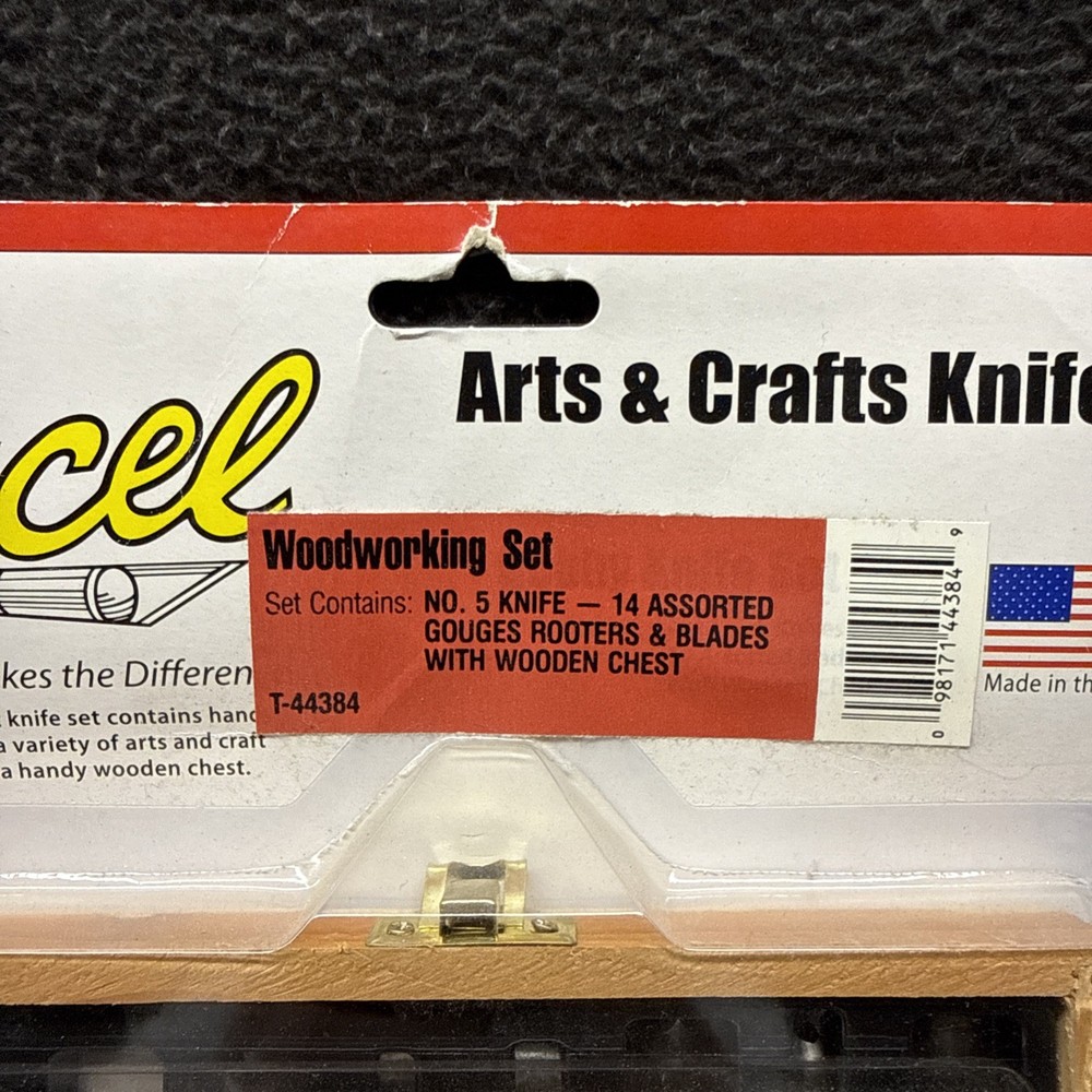 EXCEL 44384 Woodworking Hobby Knives Set w/ Wood Box Gouges Rooters Blades Knife