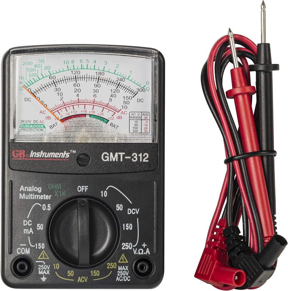 GMT-312 Analog Multimeter, 5 Function / 12 Range, 300V AC/DC, for AC / DC Voltag