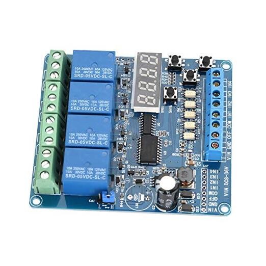 36V Relay Module, 8-36V Relay Module 4-Channel Multifunction Time Delay Relay