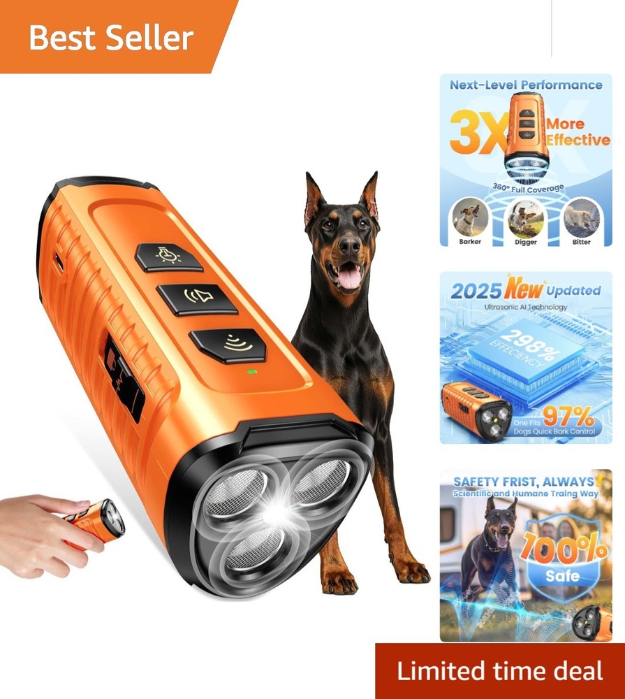 Portable Ultrasonic Bark Control Device - 30 Days Charge - Compact & Effective