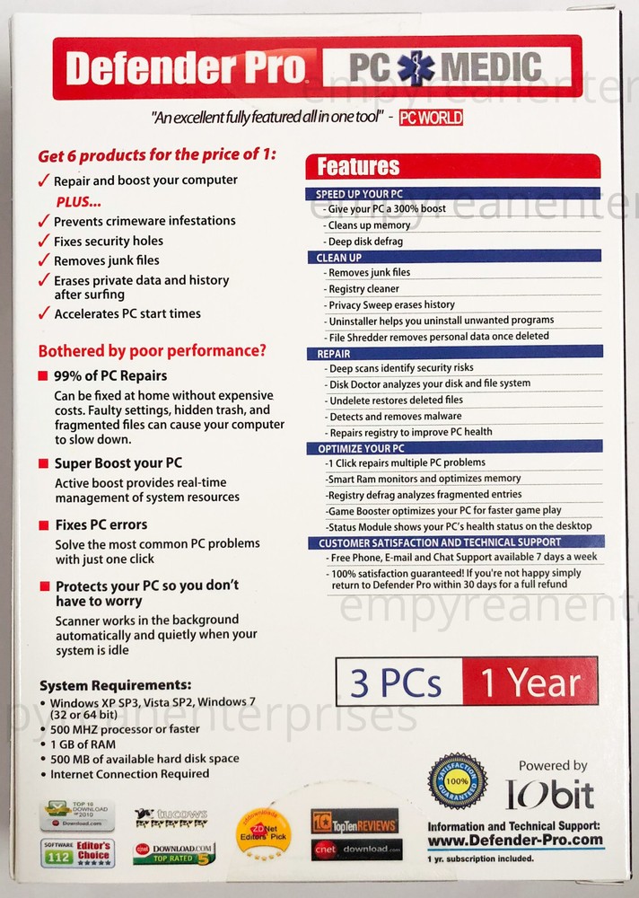 Defender Pro 2012 PC Medic 2012 Computer Security - Windows NEW in Box