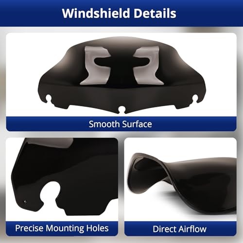 9" Motorcycle Wave Windshield Windscreen, Compatible with 2014-2023 Har ley