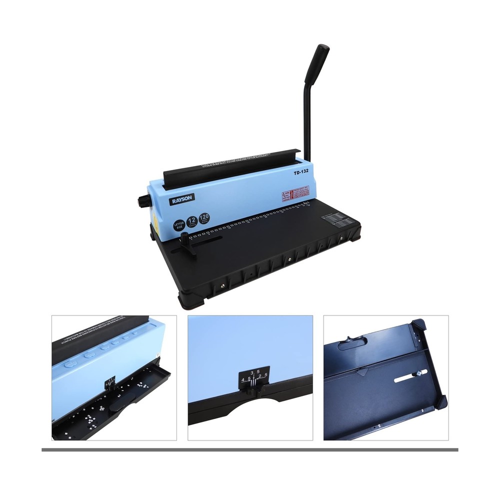 Rayson TD-132 Binding Machine Punch 12 Sheets/Bind 120 Sheets with Sturdy Met...