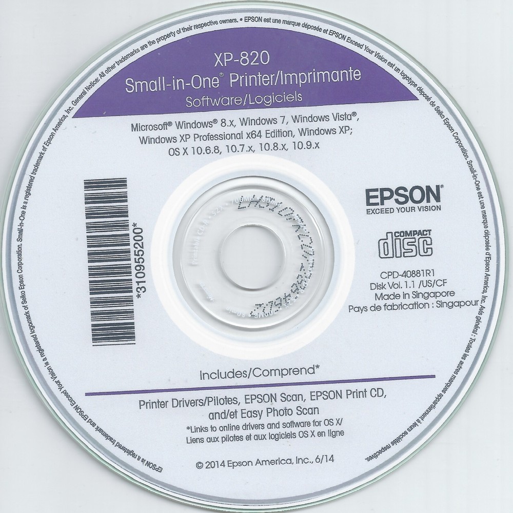 Epson XP-820 BackUP Software for printer