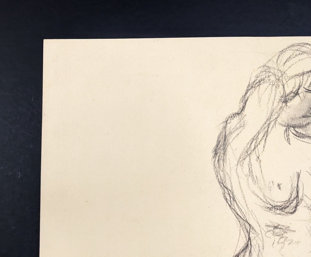 Walter Eck, standing nude, drawing, autographed