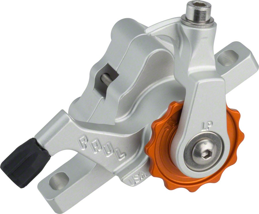 Paul Component Engineering Klamper Disc Caliper, Long Pull, Silver with Orange A