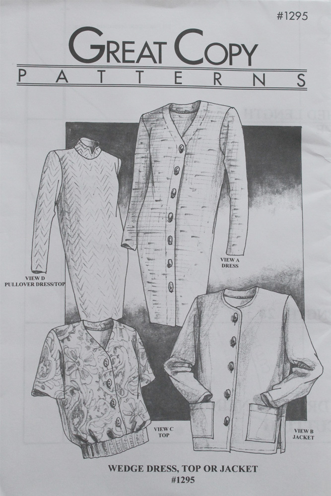 Great Copy 1295 Wedge Dress, Top or Jacket Sewing Pattern (Pattern Only)
