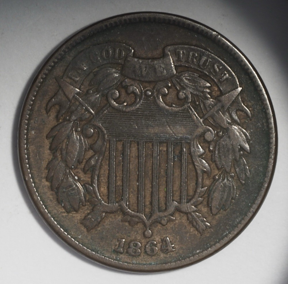 1868 Two Cent piece, VF, Very Fine